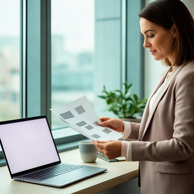 Profesional de recursos humanos revisando documentos de privacidad junto a una ventana